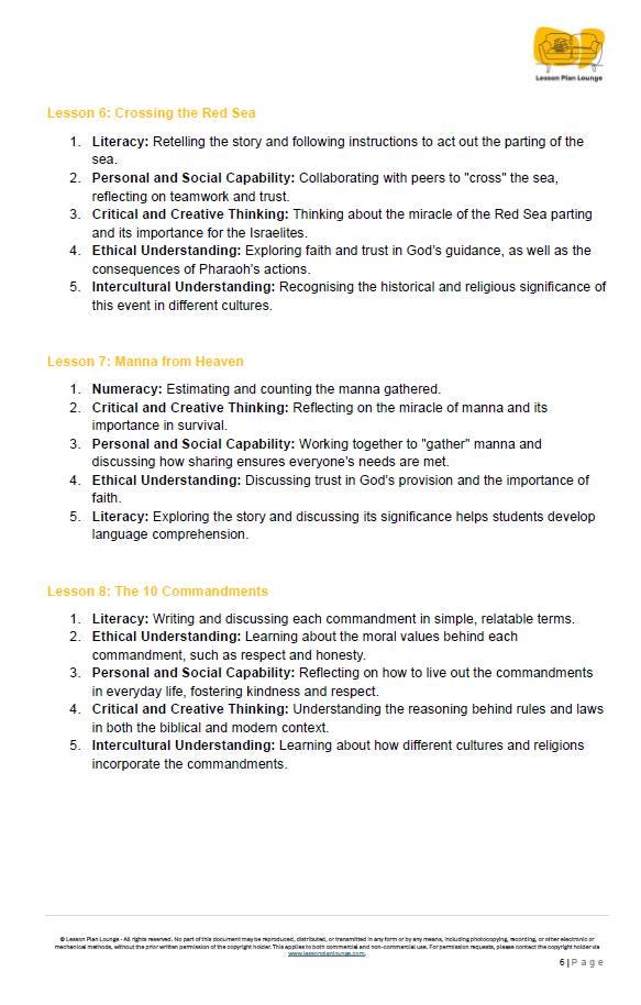 Studies of Religion - Introduction to Exodus: 10 Lesson Plans + 1 Summative Assessment Task (Kindergarten to Year 2)