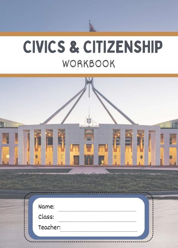 HASS Civics & Citizenship: 4 Lesson Plans + 1 Summative Assessment Task + FREE Student WORKBOOK (Year 8)