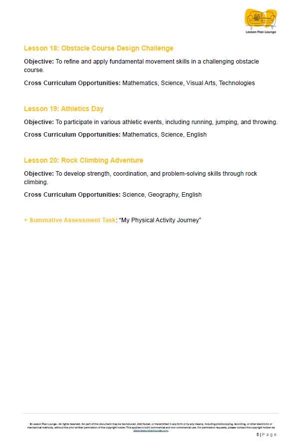 HPE - Movement and Physical Activity: 20 Lesson Plans + 1 Summative Assessment Task (Year 6)