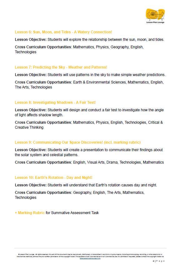 Science - Earth & Space Sciences: Lesson Plans (10 lessons) + 1 Summative Assessment + FREE Student Workbook (Year 2)