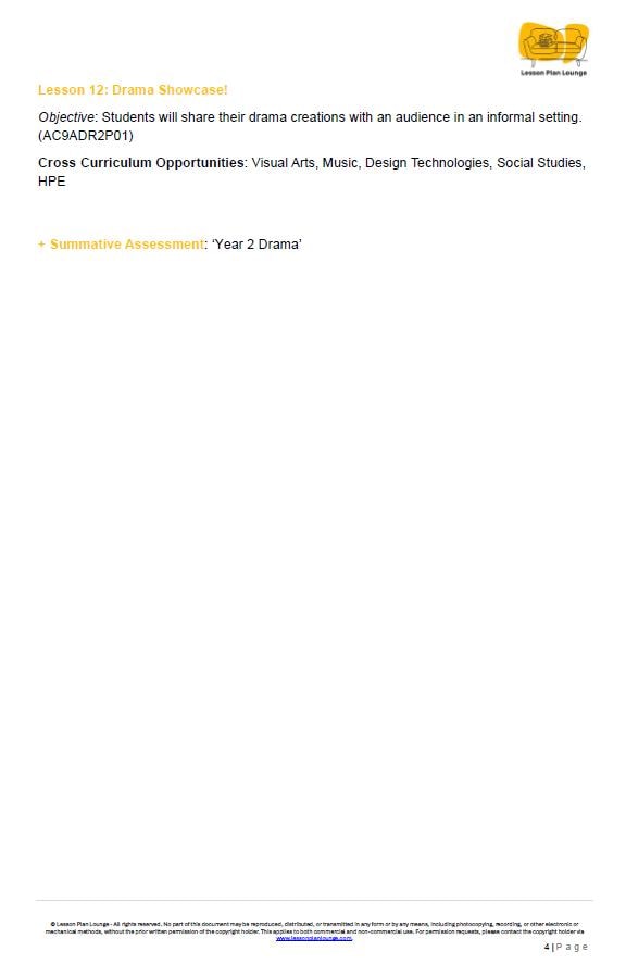 The Arts - DRAMA: 12 Lesson Plans + 1 Summative Assessment (Year 2)