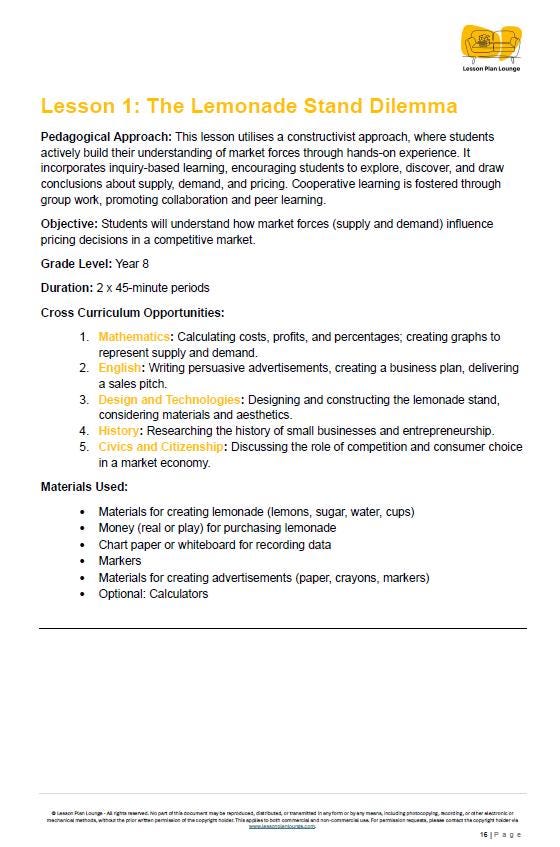 HASS Economics and Business: 12 Lesson Plans + 1 Summative Assessment Task + FREE Student WORKBOOK (Year 8)