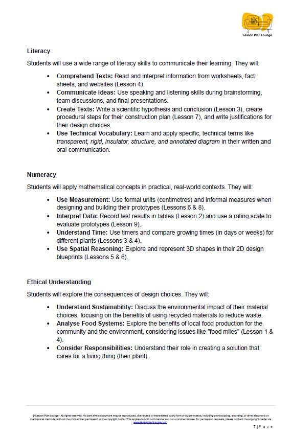 Design Technologies - Grow Your Own Greenhouse Gadget: 10 Lesson Plans + Summative Assessment and FREE Design PORTFOLIO Workbook (Year 3-4)