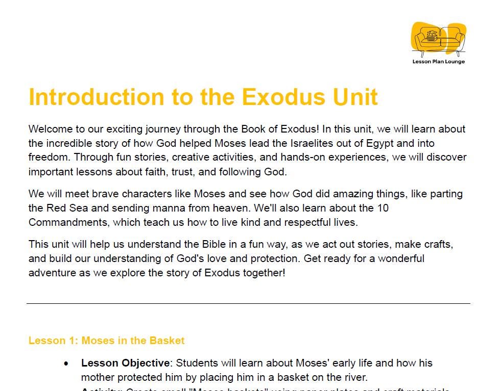 Studies of Religion - Introduction to Exodus: 10 Lesson Plans + 1 Summative Assessment Task (Kindergarten to Year 2)