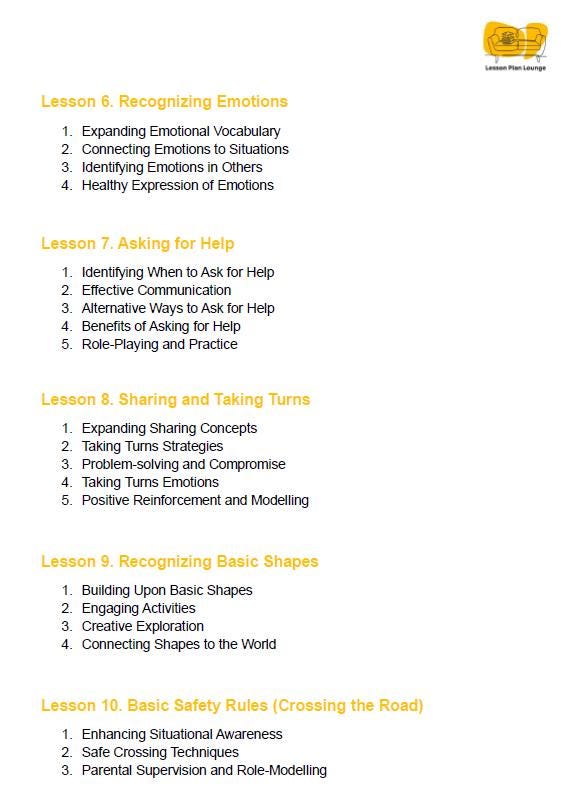 35 Life Skills Lessons for the Year 1 Student