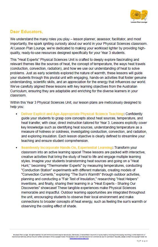 Science - Physical Sciences: Lesson Plans (9 lessons) + 1 Summative Assessment + FREE Student Workbook (Year 3)