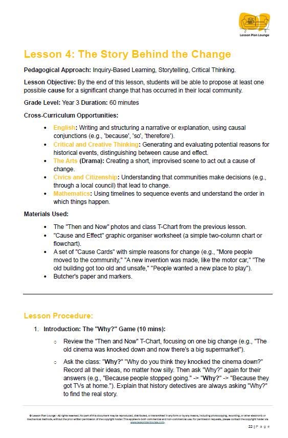 HASS - History: Lesson Plans (10 lessons) + 1 Summative Assessment + FREE Student Workbook (Year 3)