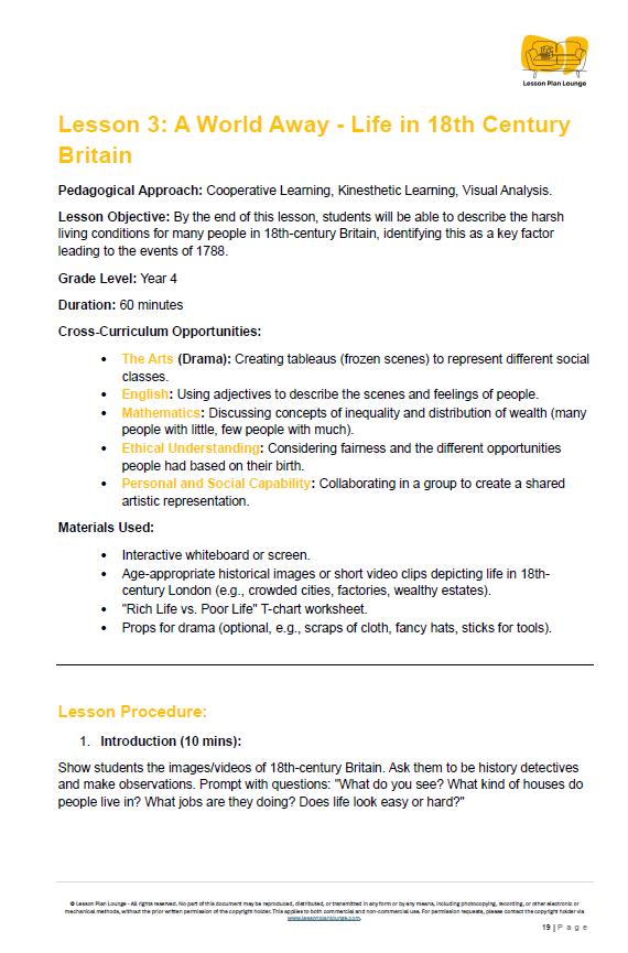 HASS - History: 10 Lesson Plans + 1 Summative Assessment and FREE Student Workbook (Year 4)
