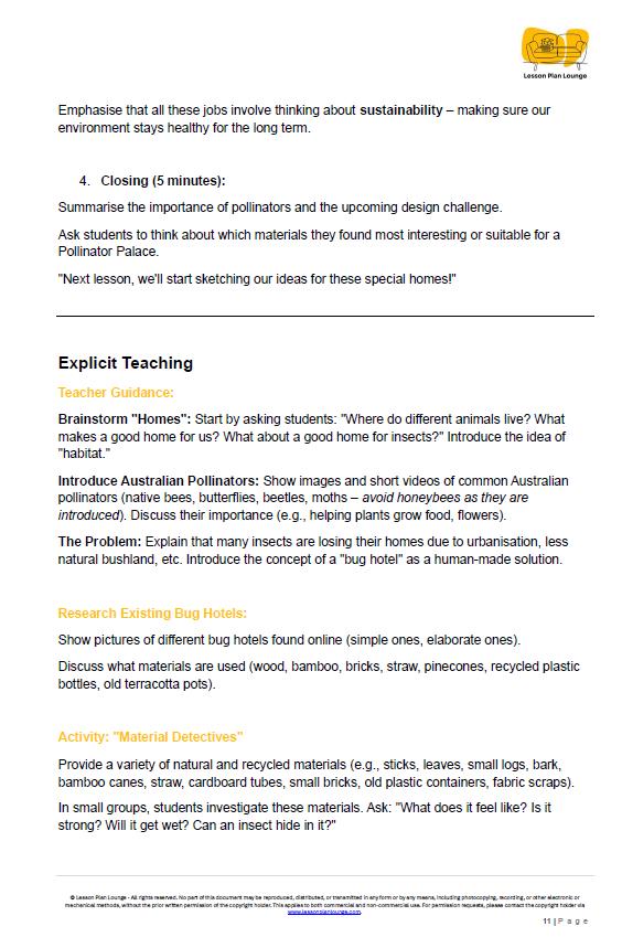 Design Technologies - My Australian Bug Hotel: 10 Lesson Plans + 1 Summative Assessment Task and FREE Student DESIGN PORTFOLIO (Year 3)