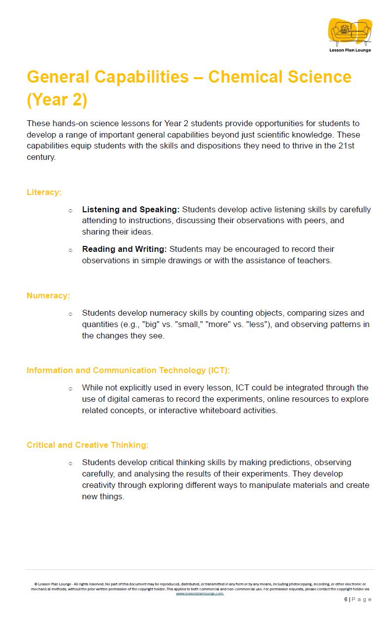 CHEMICAL Sciences - Adjusted Curriculum: 12 Lesson Plans + 1 Summative Assessment (Year 2)
