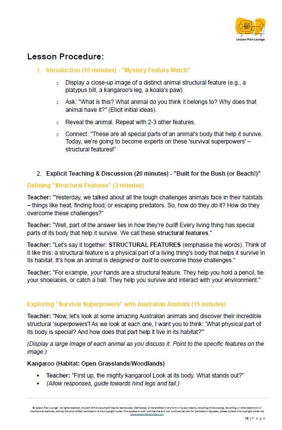 Science - Biological Sciences: Lesson Plans (10 Lessons) + 1 Summative Assessment and FREE Student Workbook (Year 5)