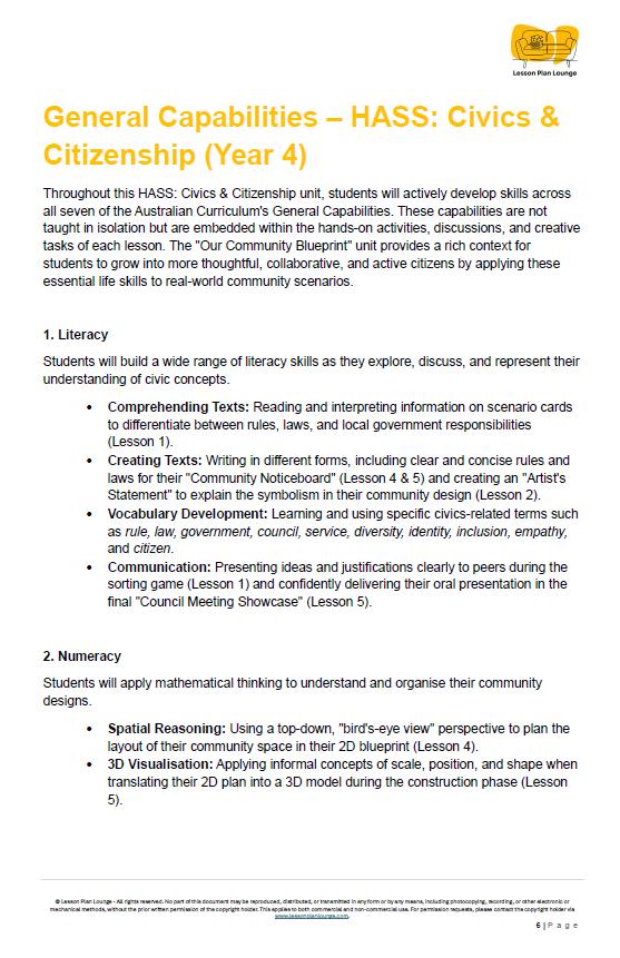 HASS - Civics and Citizenship: 5 Lesson Plans + 1 Summative Assessment and FREE Student Workbook (Year 4)