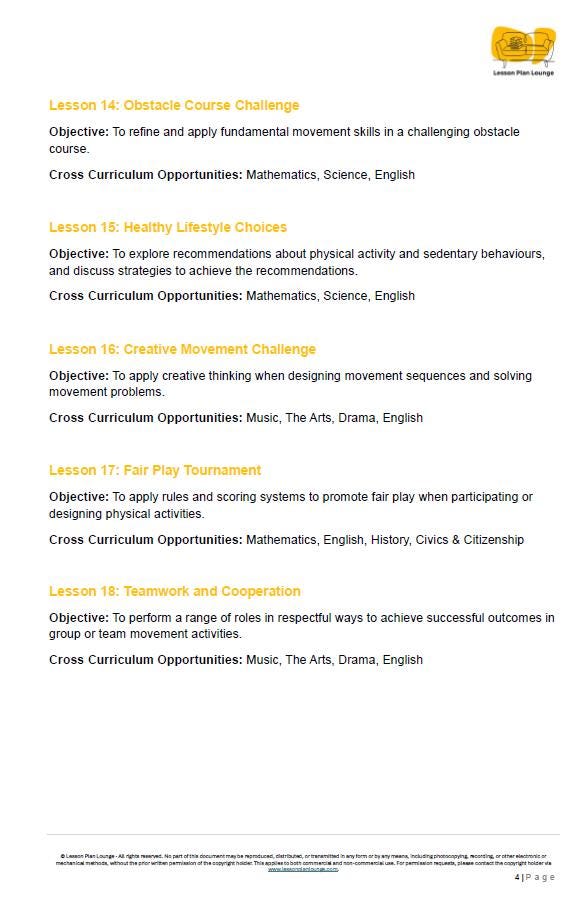 HPE - Movement and Physical Activity: 20 Lesson Plans + 1 Summative Assessment Task (Year 3)