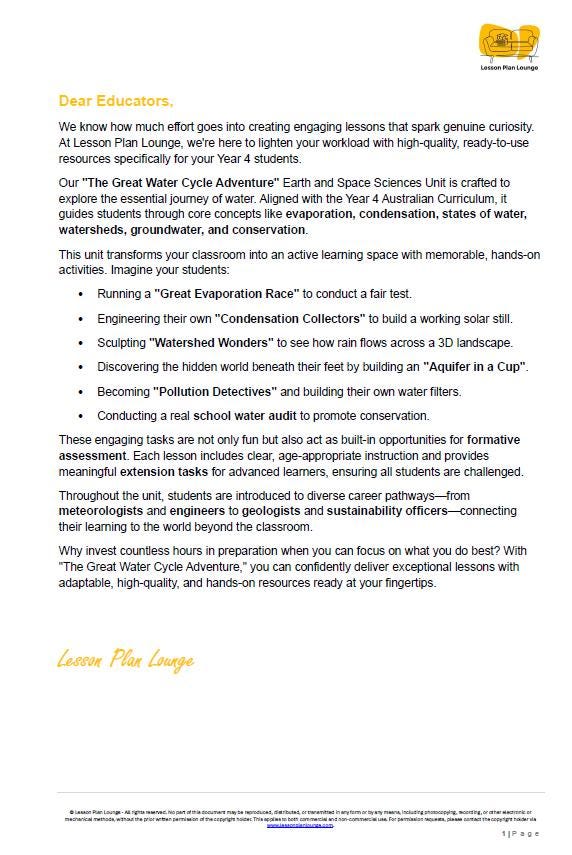 Science - Earth & Space Sciences: 10 Lesson Plans + 1 Summative Assessment and FREE Student WORKBOOK (Year 4)