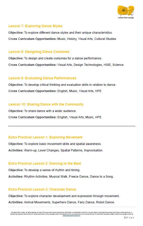 Dance - The Arts: 10 Lesson Plans + 1 Summative Assessment Task + 10 Extra practical lesson ideas (Year 4)