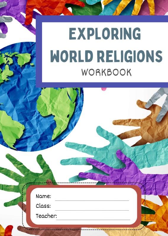 Studies of Religion - 4 Major World Religions: 15 Lesson Plans + Summative Assessment Task + FREE Student WORKBOOK incl. theory (Year 7-12)