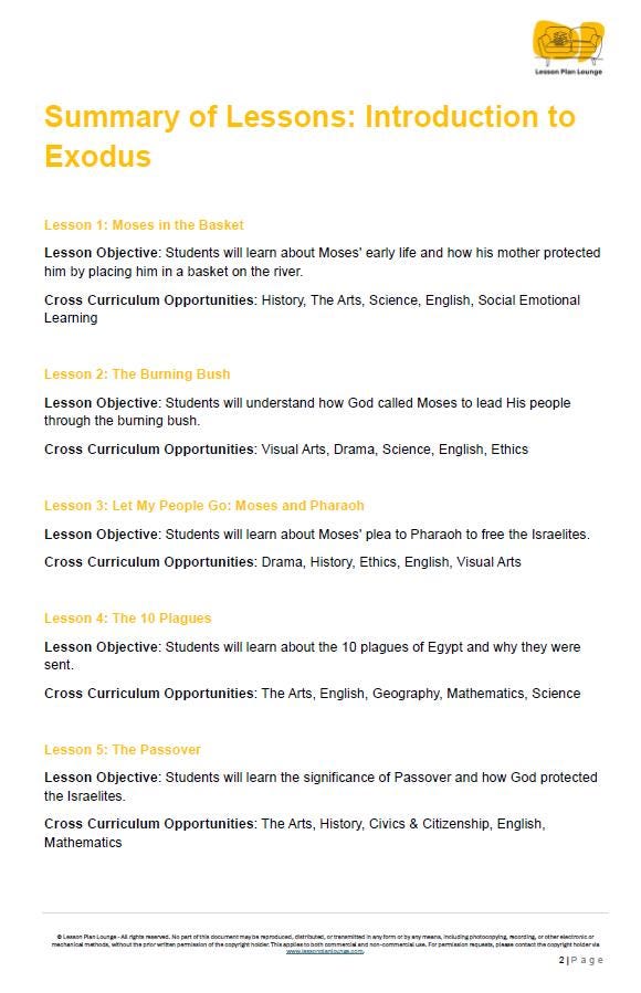 Studies of Religion - Introduction to Exodus: 10 Lesson Plans + 1 Summative Assessment Task (Kindergarten to Year 2)