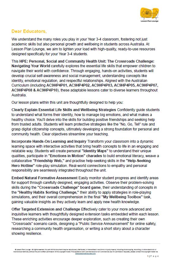 HPE - Personal, social and community health: Lesson Plans (12 lessons) + 1 Summative Assessment + FREE Student Workbook (Year 3-4)