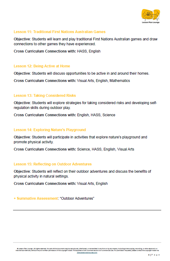 Lesson Plan Lounge - Lesson Plans Health Physical Education – Movement, Physical Activity, Health Education - Foundation Year/ Prep Year/ Kindergarten