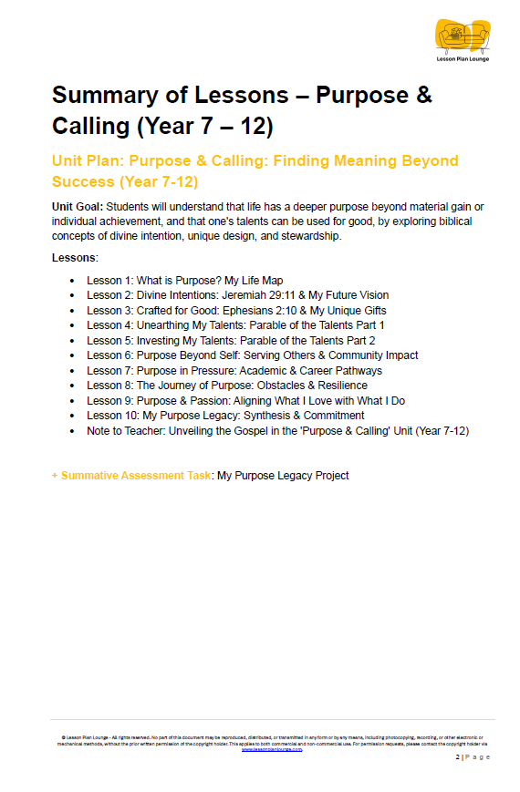 Studies of Religion - Purpose & Calling: Finding Meaning Beyond Success (Year 7-12)