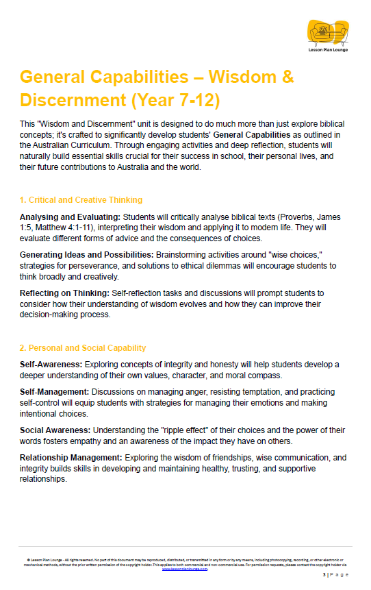 Studies of Religion - Wisdom & Discernment: Making Good Choices (Year 7-12)