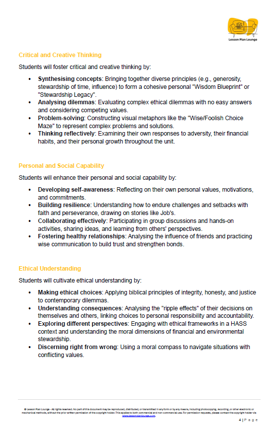 Studies of Religion - Generosity & Stewardship: Beyond Self - Interest (Year 7-12)