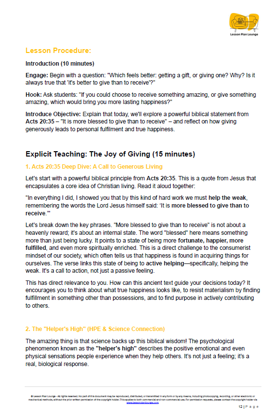 Studies of Religion - Generosity & Stewardship: Beyond Self - Interest (Year 7-12)