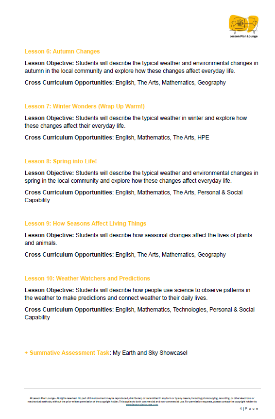Science - Earth & Space Sciences: 10 Lesson Plans + Summative Assessment Task + FREE Student Worksheets (Year 1)