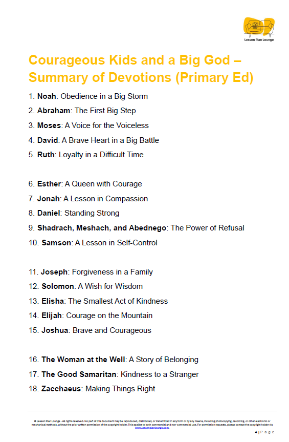 35 Short School Assembly Devotions - Courageous Kids & a Big God - Primary Education