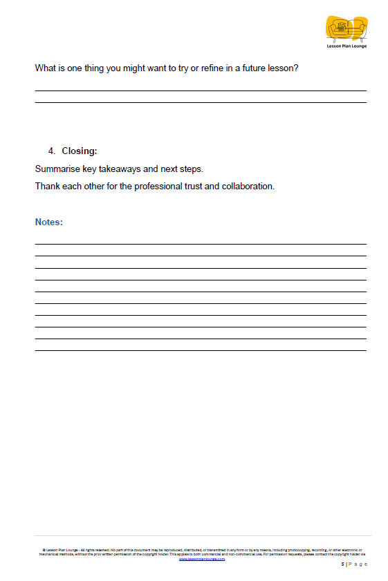 FREE Download - Peer Observation Protocol - Education