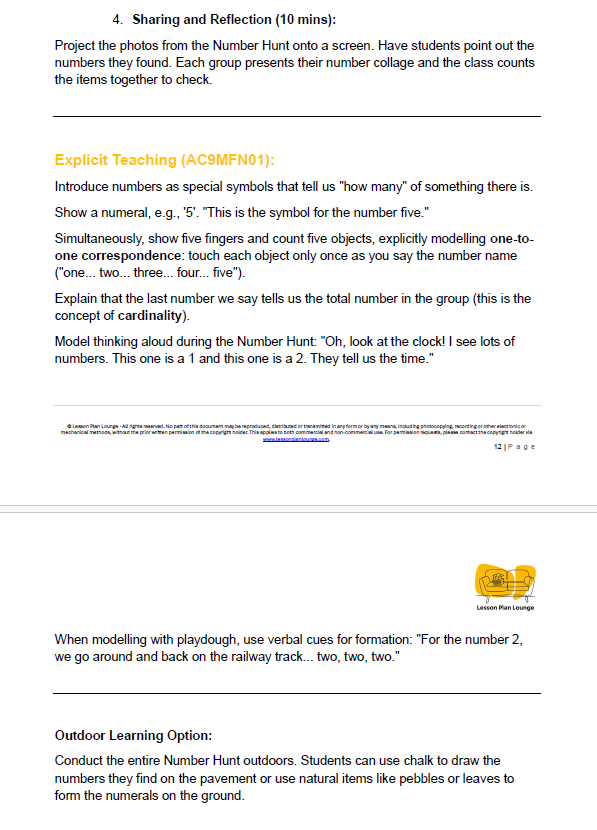 Mathematics - Unit 1: Our Classroom Community - Foundation Year/ Kindergarten/ Prep