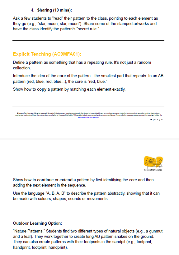 Mathematics - Unit 2: Shape Detectives & Pattern Pirates - Kindergarten/ Foundation Year/ Prep