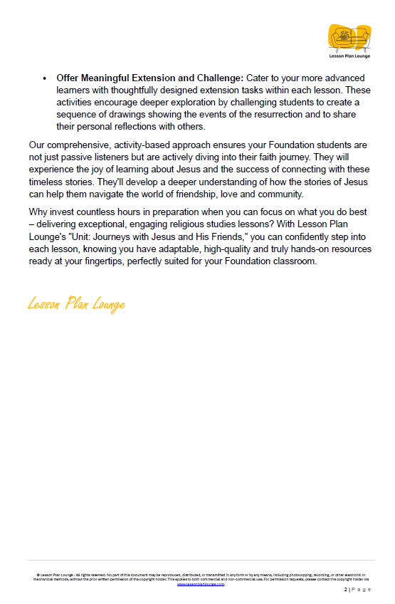 Studies of Religion - Journeys with Jesus and His Friends - Kindergarten/ Year 1/ Year 2