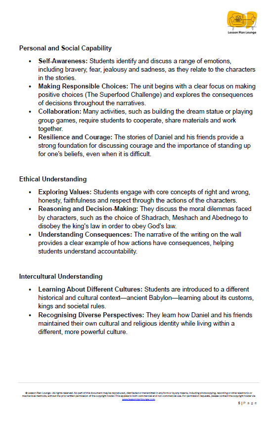 Studies of Religion - Daniel's Adventures - Faith, Courage and Amazing Dreams! - Kindergarten/ Foundation Year/ Prep