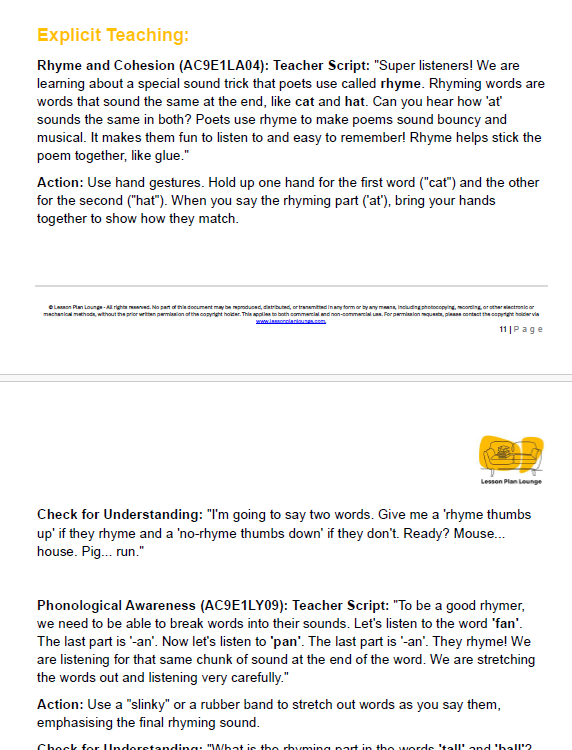 English - Unit 2: Poetry, Puns and Performance! - LESSON PLANS - Year 1
