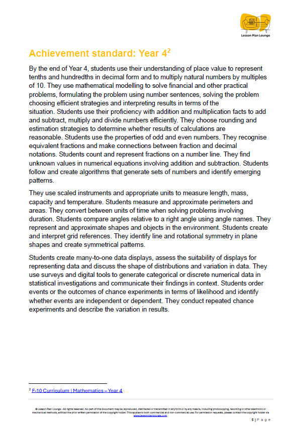 Mathematics - Unit 4: Games Gurus & Chance Champions - LESSON PLANS - Year 4