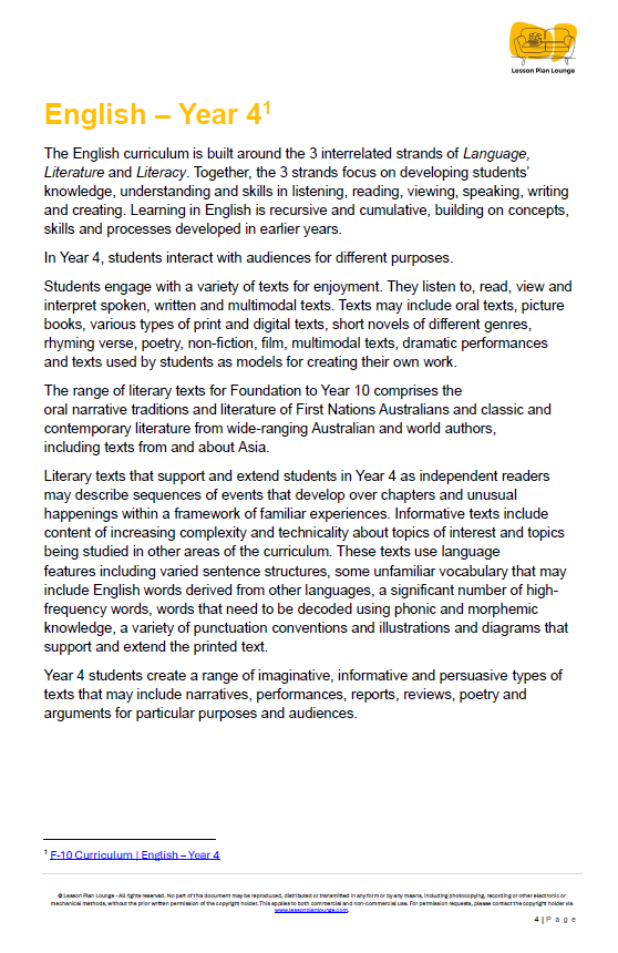 English - Unit 1: Digital Detectives & News Hounds - LESSON PLANS - Year 4