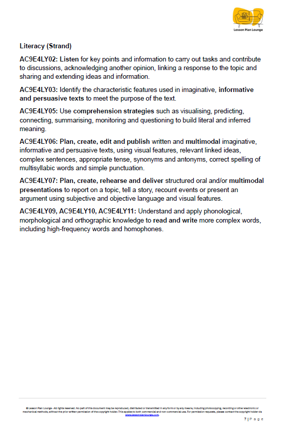 English - Unit 1: Digital Detectives & News Hounds - LESSON PLANS - Year 4