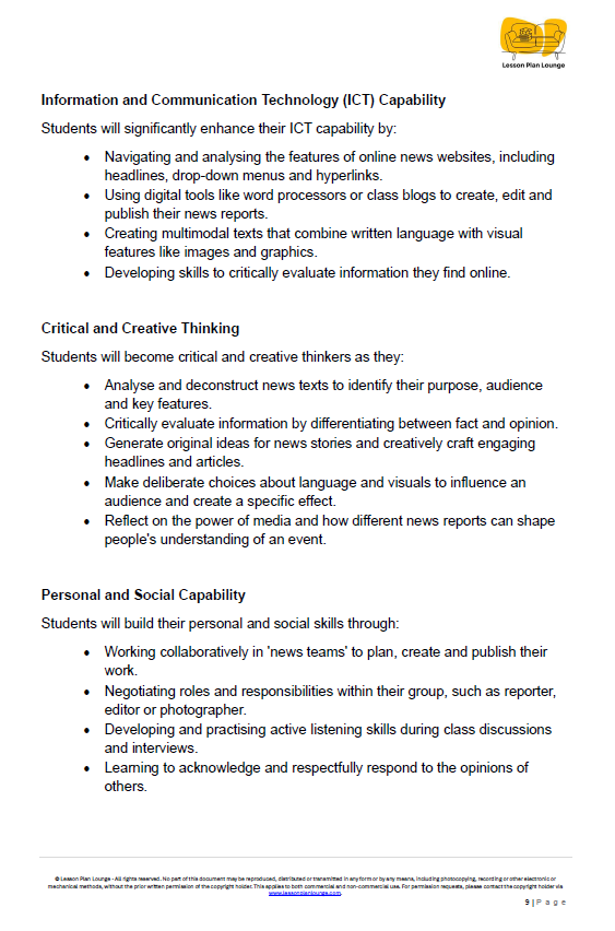 English - Unit 1: Digital Detectives & News Hounds - LESSON PLANS - Year 4