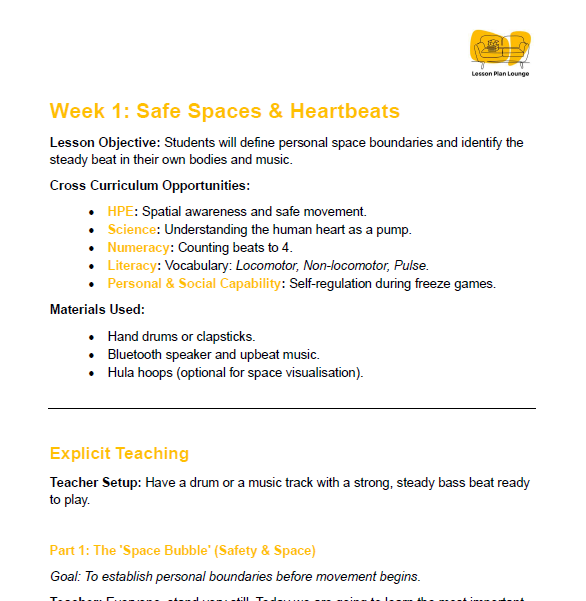 The Arts - Unit 1: Beats, Bodies and Bushland - LESSON PLANS - Year 1&2