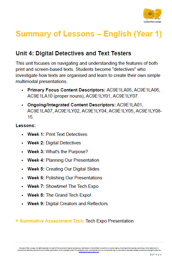 Year 1 English Bundle: Unleash the Storyteller, Poet & Researcher (Units 1-4) - Year 1