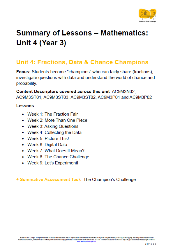 Year 3 Mathematics Bundle: Ninjas, Detectives & Champions (Units 1-4) - Year 3