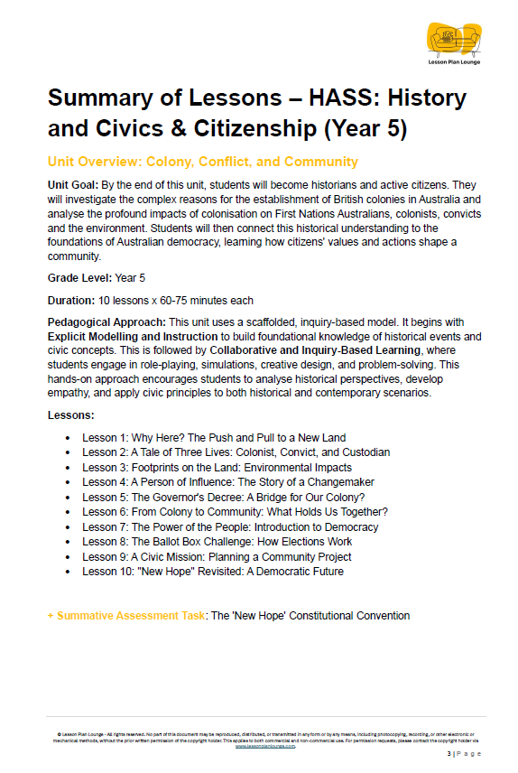 Year 5 HASS Bundle: Colonial Struggles, Resilient Lands & Smart Economics + Student Workbooks - Year 5