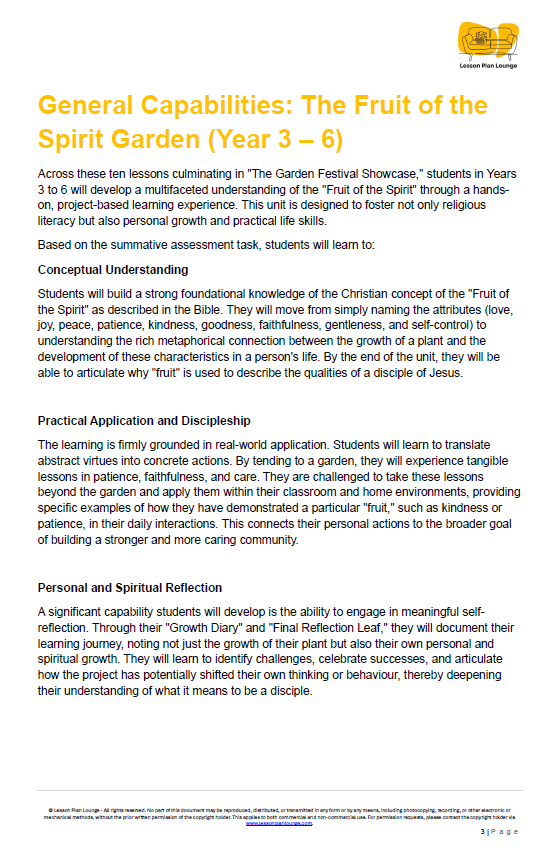 Studies of Religion - The Fruits of the Spirit: 10 Lesson Plans + Summative Assessment and FREE Student WORKBOOK (Year 3-6)