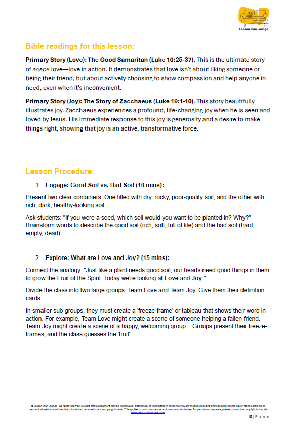 Studies of Religion - The Fruits of the Spirit: 10 Lesson Plans + Summative Assessment and FREE Student WORKBOOK (Year 3-6)