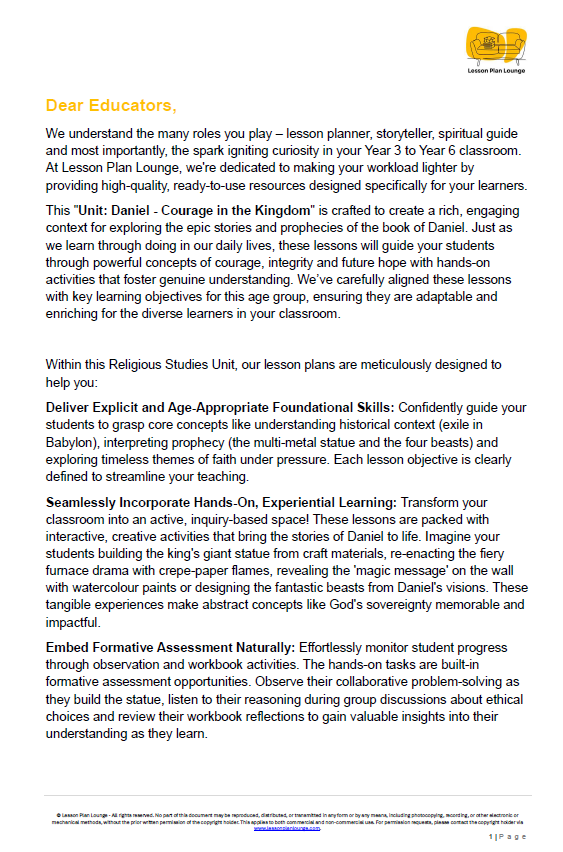 Studies of Religion - The Book of Daniel: Courage in the Kingdom + FREE Student Workbook - Year 3 to Year 6