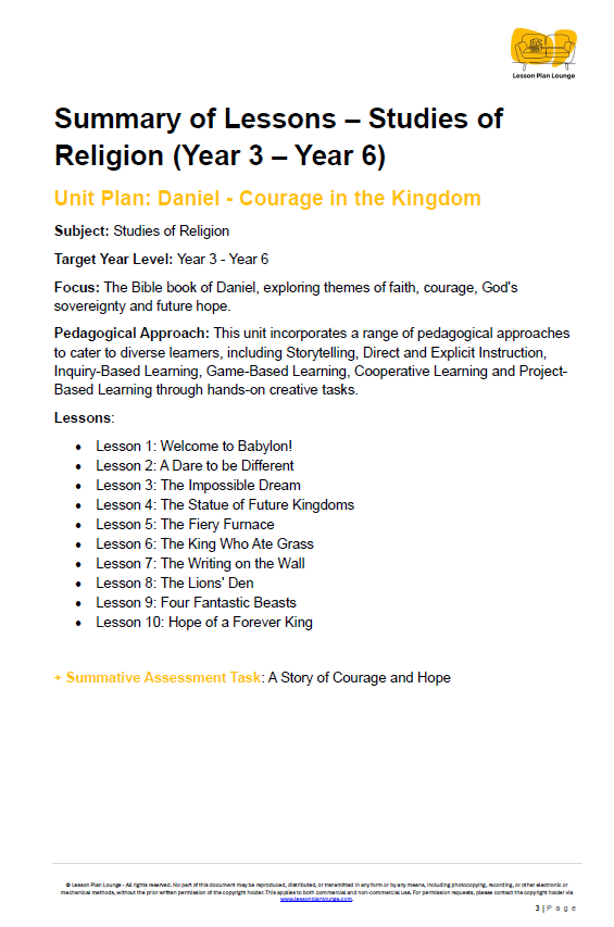 Studies of Religion - The Book of Daniel: Courage in the Kingdom + FREE Student Workbook - Year 3 to Year 6