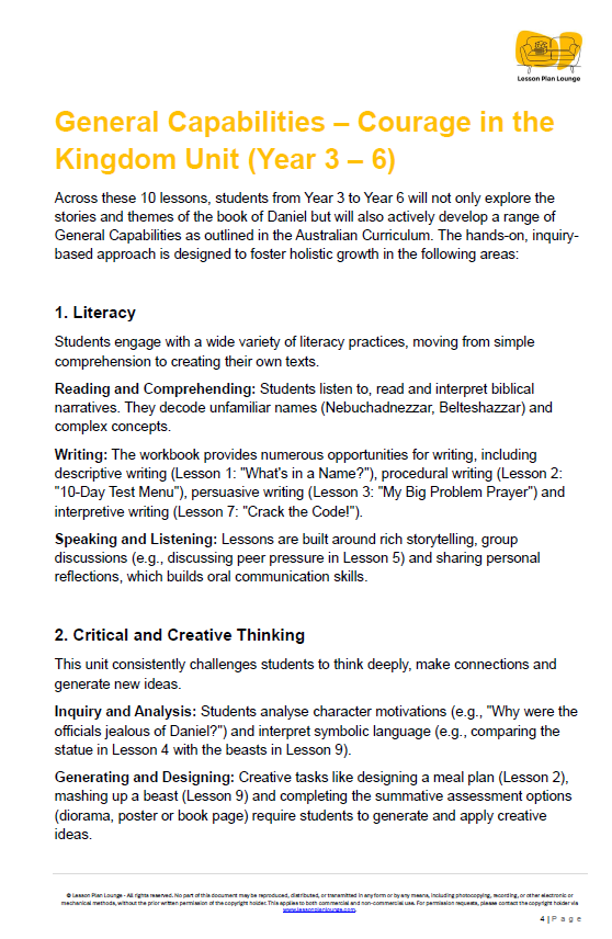 Studies of Religion - The Book of Daniel: Courage in the Kingdom + FREE Student Workbook - Year 3 to Year 6