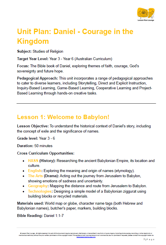 Studies of Religion - The Book of Daniel: Courage in the Kingdom + FREE Student Workbook - Year 3 to Year 6