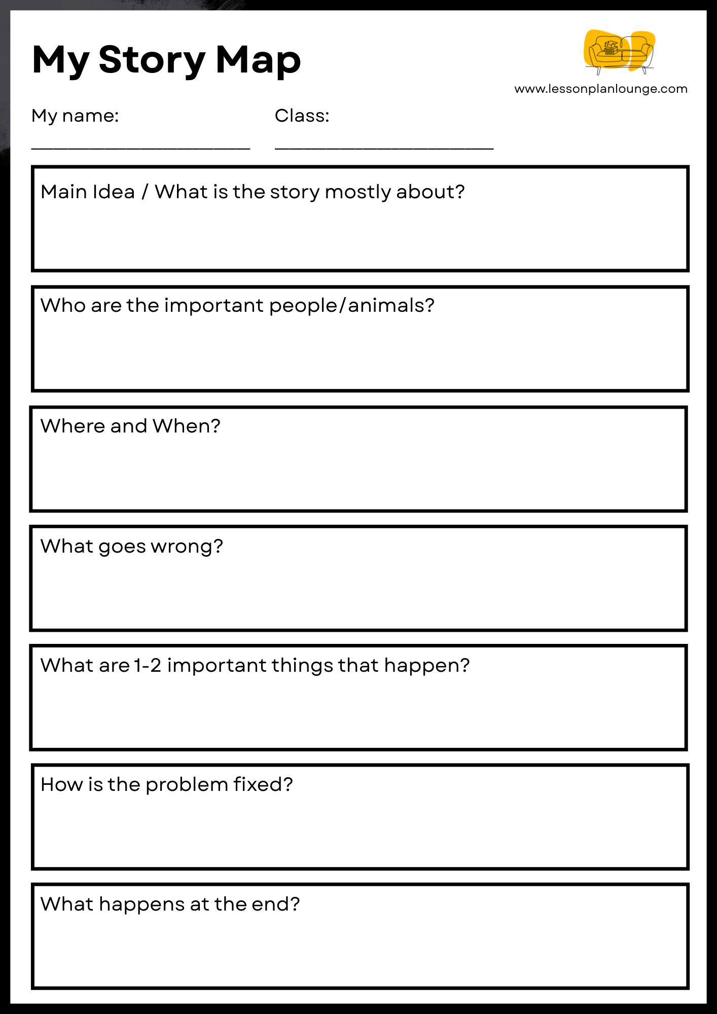 FREE Worksheet - English - Story Map 3 (Black/ White) - Primary Education
